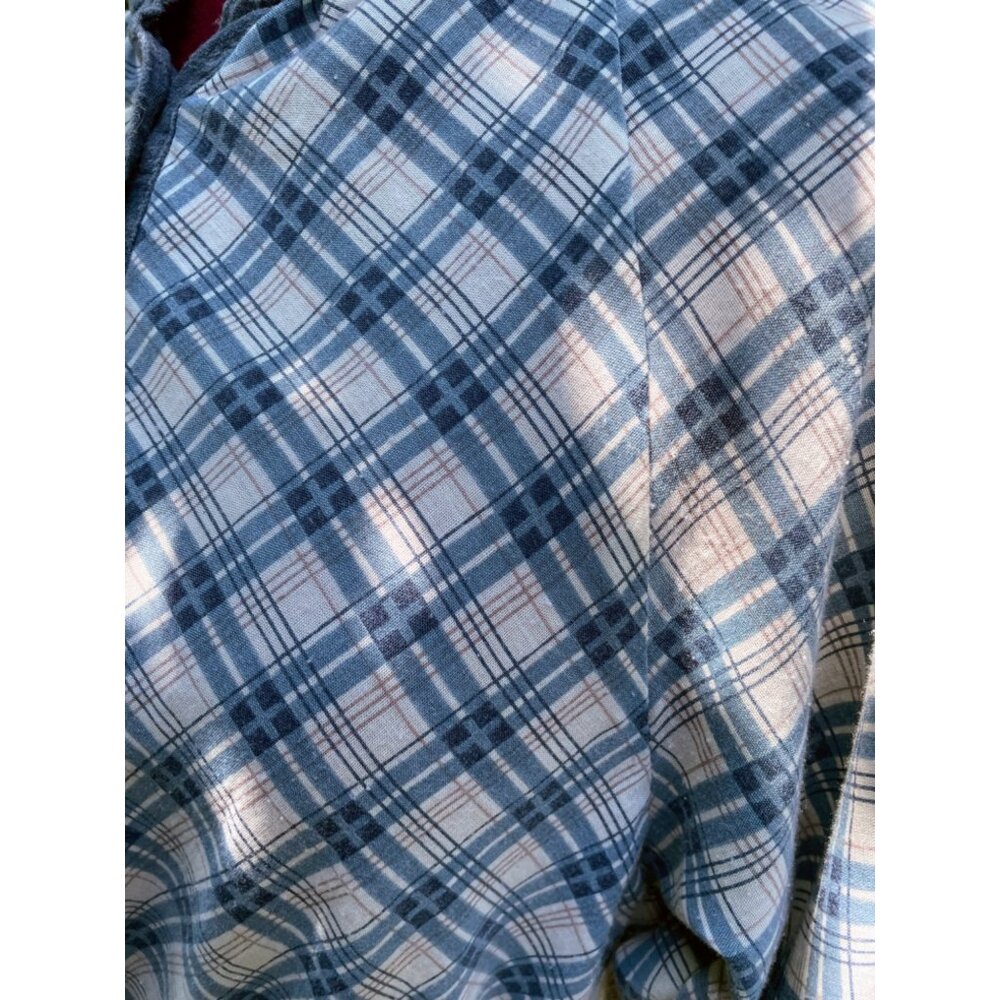 Vintage 1970s Chambray Blue Plaid Dress Rosani Size 8 - Picture 15 of 16